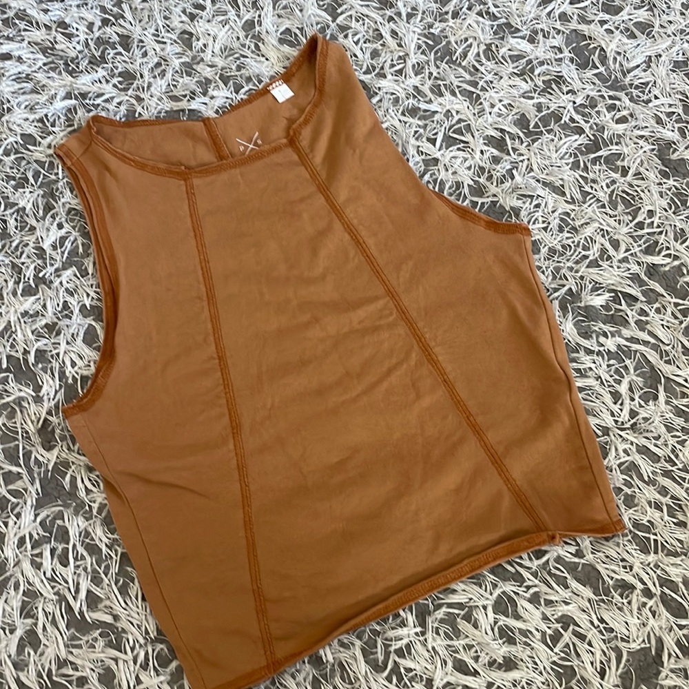 Pac Sun Basics Brown Cropped Tank with Stitching Hardly worn